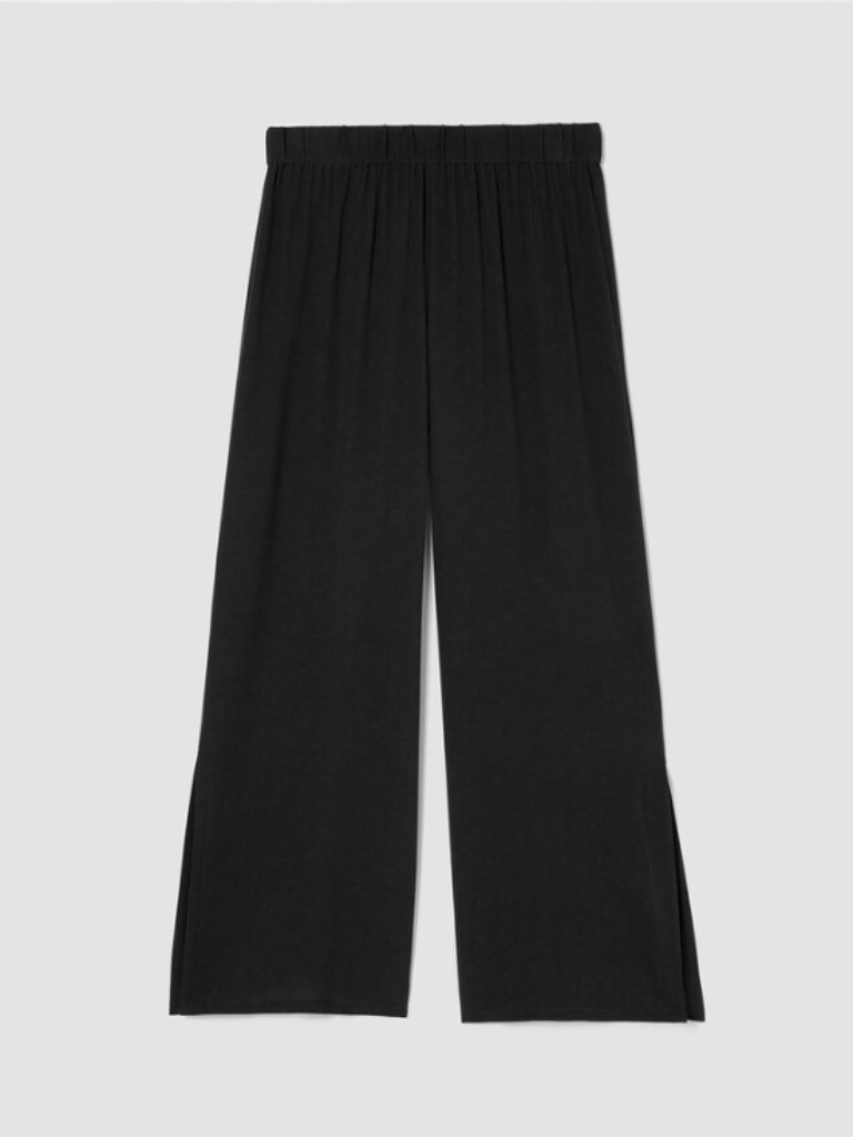 Eileen Fisher Wide Leg Cropped Ankle Pants In Black Extra Large